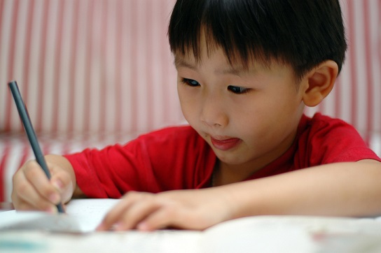 chinese children doing homework